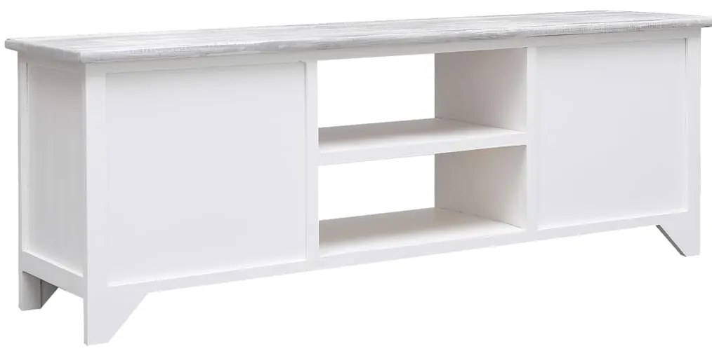 vidaXL Έπιπλο Τηλεόρασης Λευκό/Γκρι 108x30x40 εκ. Μασίφ Ξύλο Παυλώνιας