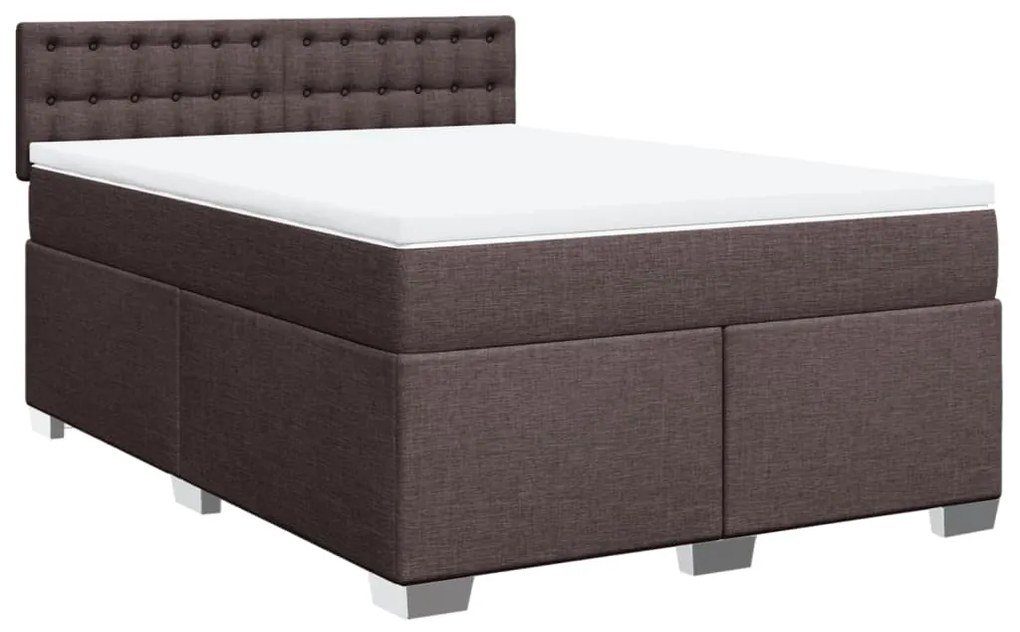 vidaXL Κρεβάτι Boxspring με Στρώμα Σκούρο Καφέ 140x190 εκ. Υφασμάτινο