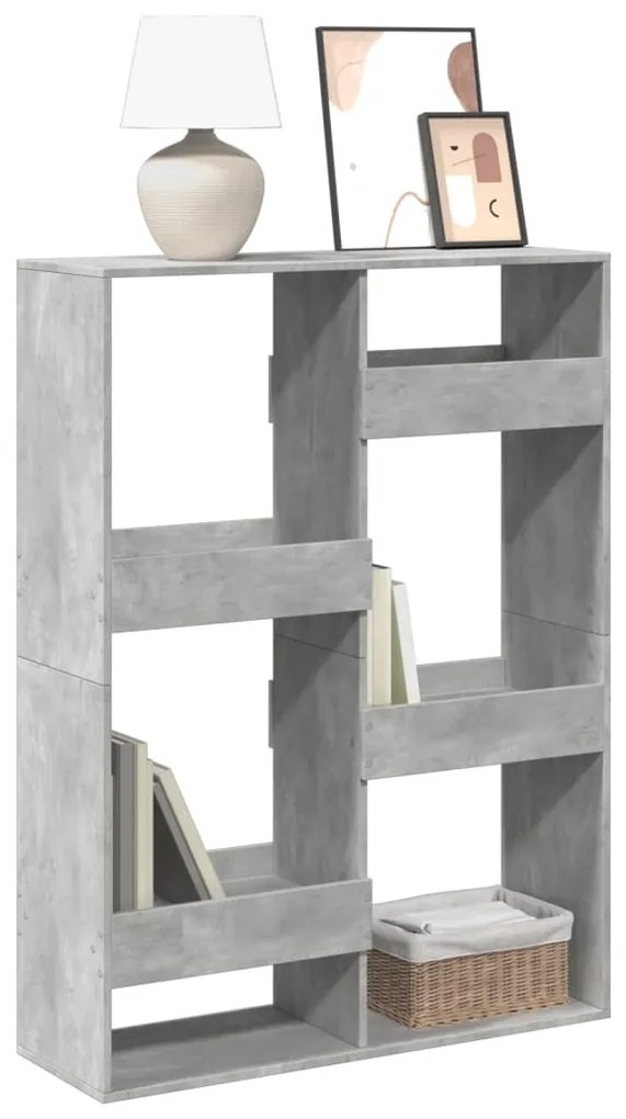 Βιβλιοθήκη Γκρι Σκυροδέματος 100x33x135 εκ. Επεξεργ. Ξύλο