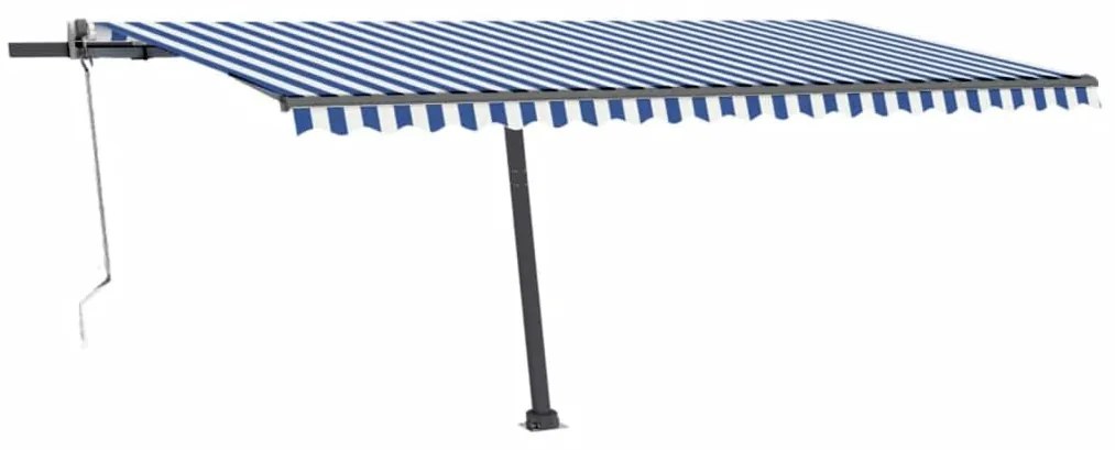 vidaXL Τέντα Αυτόματη με Αισθητήρα Ανέμου &amp; LED Μπλε/Λευκό 500x300 εκ.