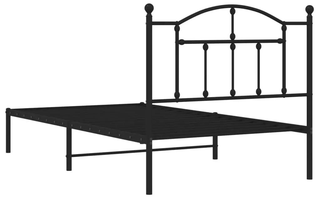 Πλαίσιο Κρεβατιού με Κεφαλάρι Μαύρο 100 x 190 εκ. Μεταλλικό - Μαύρο