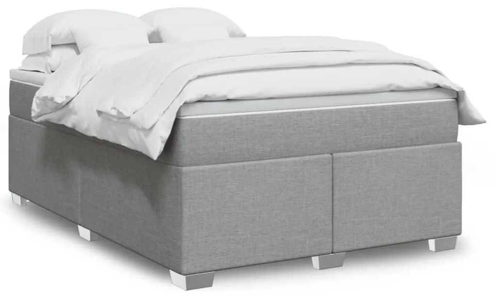 vidaXL Κρεβάτι Boxspring με Στρώμα Ανοιχτό Γκρι 140x190 εκ. Υφασμάτινο