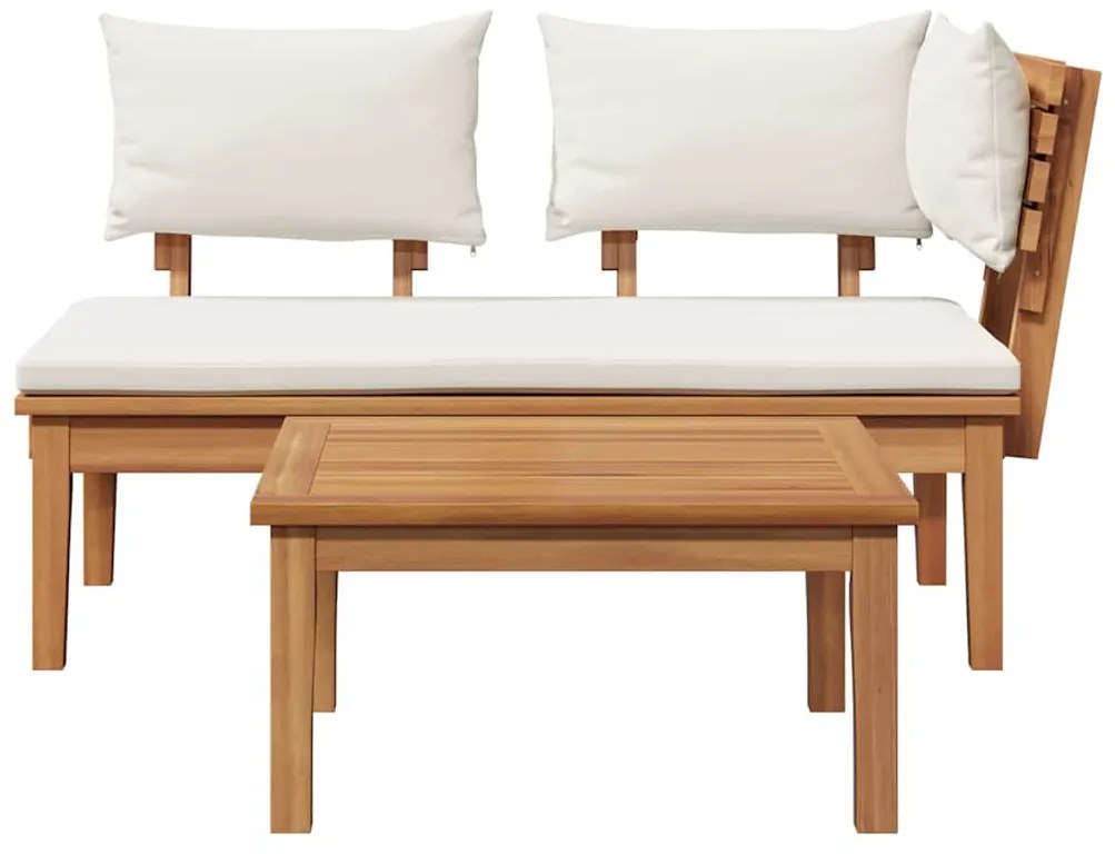 vidaXL Παγκάκι κήπου 2 pcs Κρέμα και Καφέ Μασίφ ξύλο teak