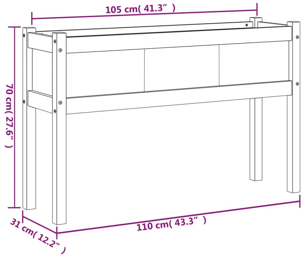 ΖΑΡΝΤΙΝΙΕΡΑ ΜΕ ΠΟΔΙΑ ΚΑΦΕ ΚΕΡΙΟΥ 110X31X70ΕΚ. ΜΑΣΙΦ ΞΥΛΟ ΠΕΥΚΟΥ 837568