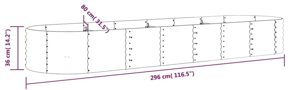 vidaXL Ζαρντινιέρα Ανθρακί 296x80x36 εκ Ατσάλι με Ηλεκτρ. Βαφή Πούδρας