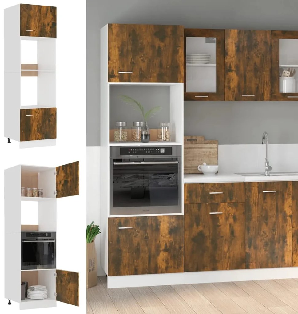 vidaXL Ντουλάπι Μικροκυμάτων &quot;Lyon&quot; Καπνιστή Δρυς 60x57x207 εκ. από Τεχνητό Ξύλο