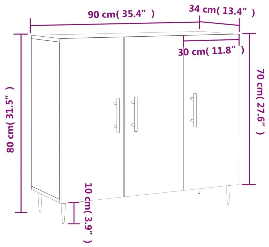 Ντουλάπι Γκρι Σκυροδέματος 90x34x80 εκ. Επεξεργασμένο Ξύλο - Γκρι