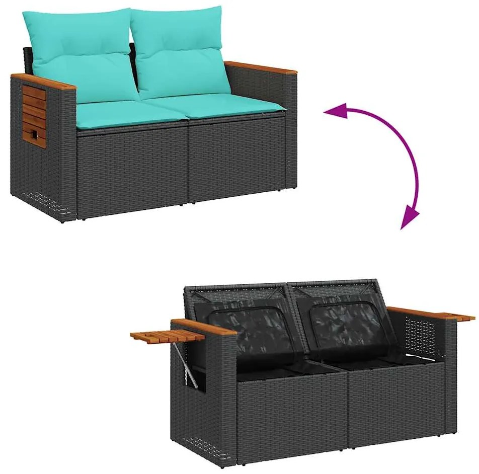 vidaXL Σαλόνι Κήπου Σετ 4 Τεμαχίων με Μαξιλάρια Μαύρο Συνθετικό Ρατάν