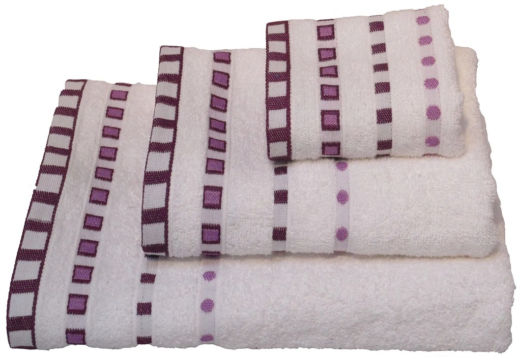 Σετ Πετσέτες 3 τμχ ΚΟΜΒΟΣ Πεννιέ 450γρ/μ2 Πουά Ζακάρ Λευκό (30x50, 50x90, 70x140)