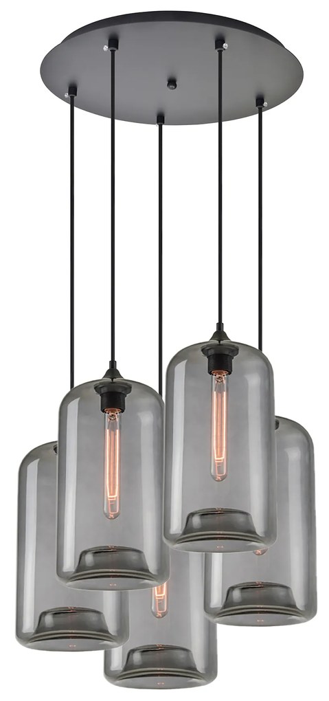 Φωτιστικό Οροφής  SE21-SM-19-30-5BL+ FEINT Smoked Glass Pendant+ - 77-8785 - 51W - 100W - 77-8785