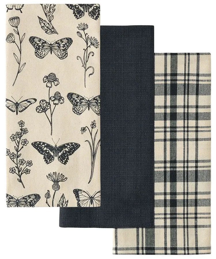 Πετσέτες Κουζίνας Fazzy 2412 (Σετ 3τμχ) Beige-Grey Kentia 40x60cm 100% Cotton