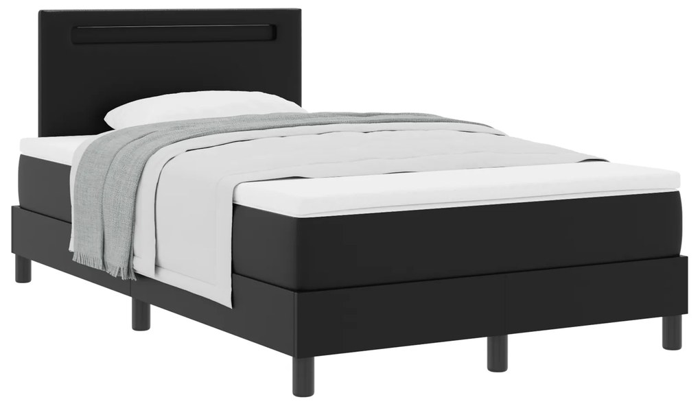 vidaXL Κρεβάτι με ελατήριο και στρώμα Μαύρο 120x200 εκ Δερματίνης