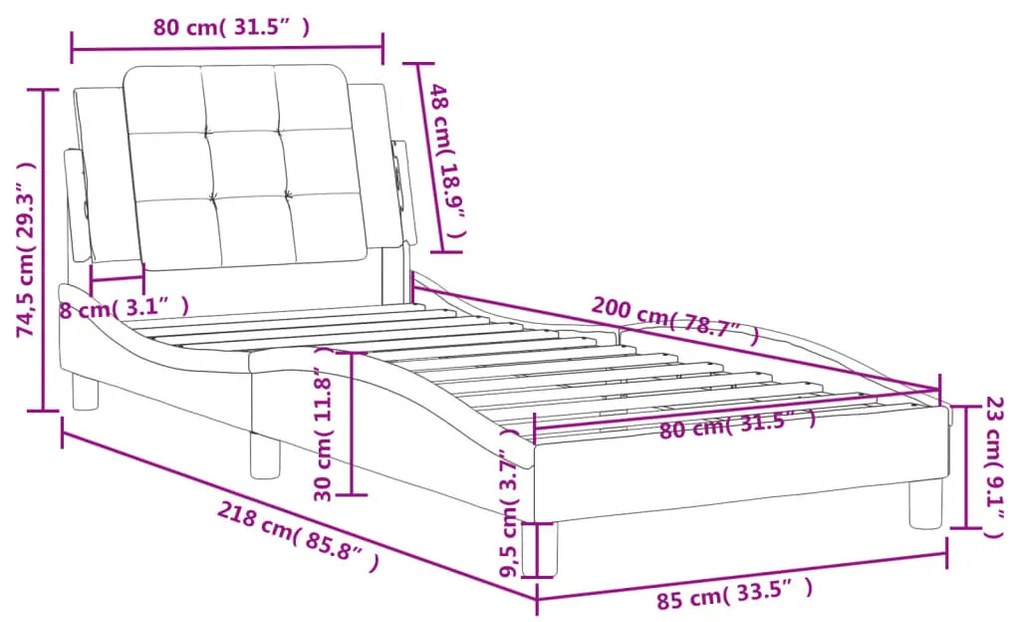 Πλαίσιο Κρεβατιού με Κεφαλάρι Μαύρο 80x200 εκ. Συνθετικό Δέρμα - Μαύρο