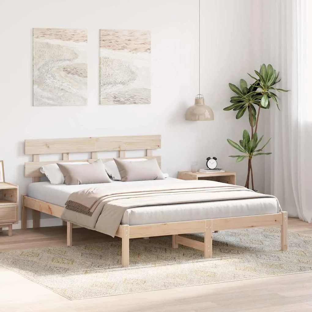 vidaXL Σκελετός Κρεβατιού Καφέ 160 x 200 cm Μασίφ ξύλο πεύκου