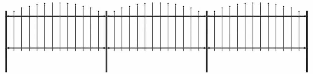 vidaXL Φράχτης Κήπου με Κορυφή Δόρυ Μαύρος Ατσάλινος 537x75 εκ.