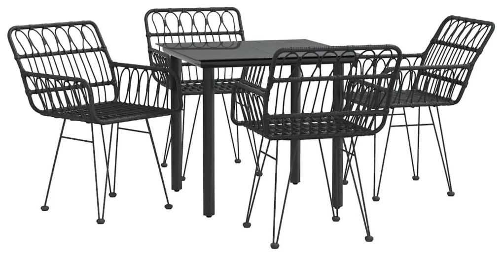 vidaXL Σετ Τραπεζαρίας Κήπου 5 Τεμαχίων Μαύρο από Συνθετικό Ρατάν