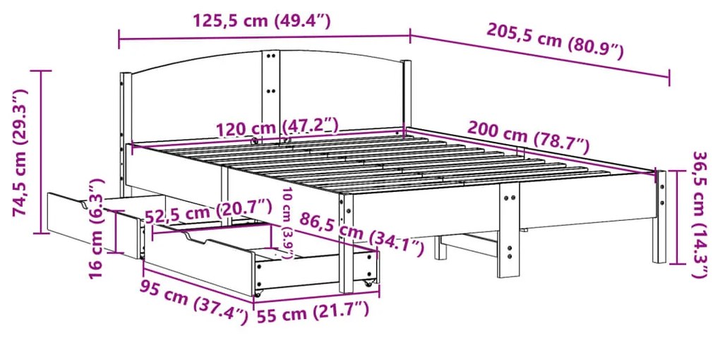 ΣΚΕΛΕΤΟΣ ΚΡΕΒ. ΧΩΡΙΣ ΣΤΡΩΜΑ ΛΕΥΚΟ 120X200 ΕΚ ΜΑΣΙΦ ΠΕΥΚΟ 3301831