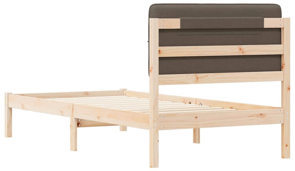 vidaXL Σκελετός Κρεβατιού με Επενδεδυμένο Κεφαλάρι Taupe 90 x 200 cm