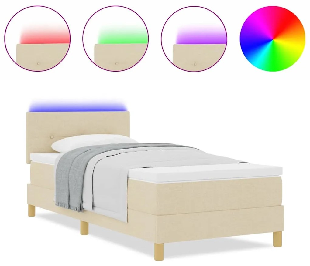 vidaXL Κρεβάτι με ελατήρια με στρώμα Κρεμ 80 x 200 cm ύφασμα