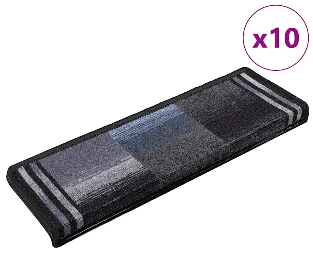 vidaXL Πατάκια Σκάλας Αυτοκόλλητα 10 τεμ. Μαύρα/Γκρι 65x21x4 εκ.