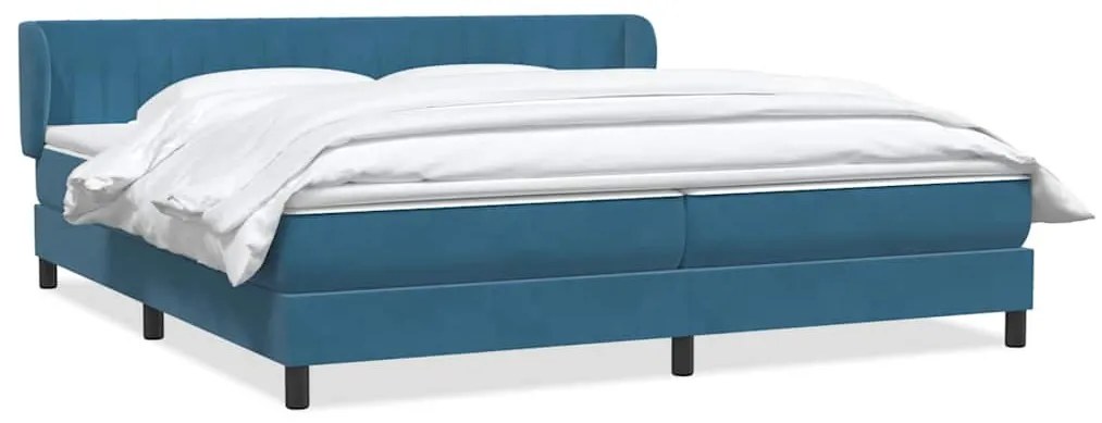 vidaXL Box Spring Κρεβάτι με στρώματα Σκούρο μπλε 180x210 cm Βελούδινο