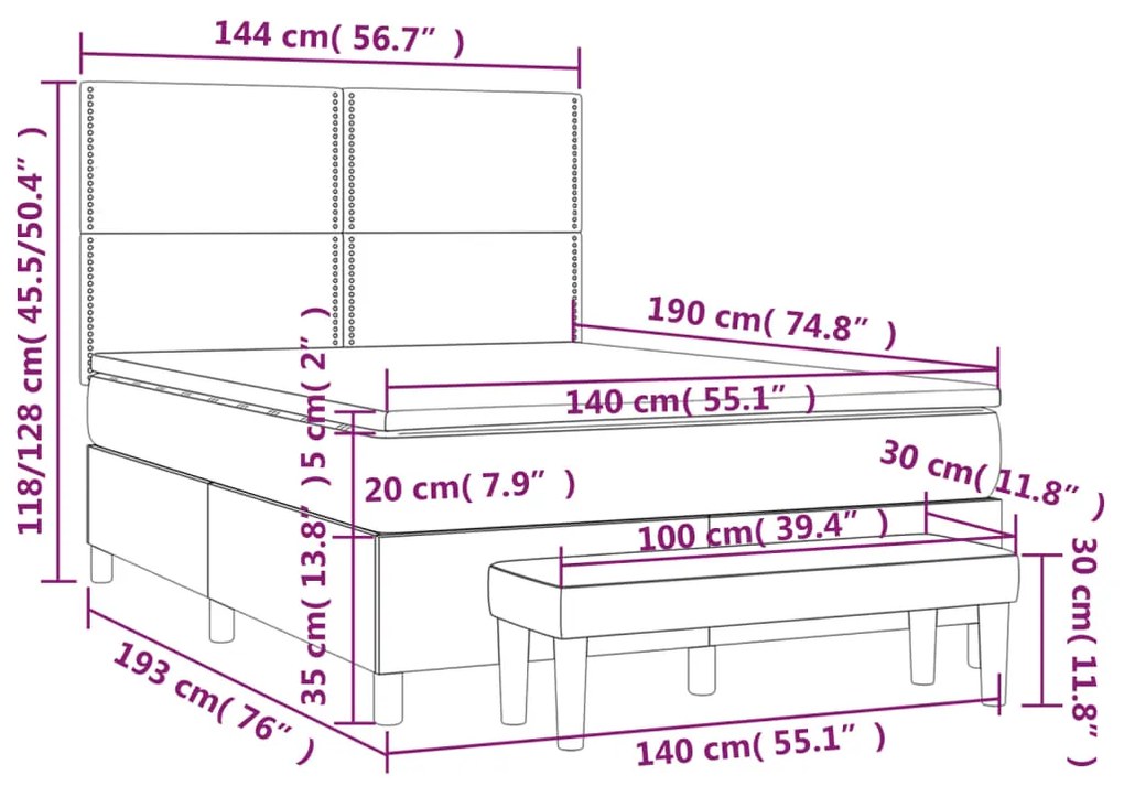 ΚΡΕΒΑΤΙ BOXSPRING ΜΕ ΣΤΡΩΜΑ ΣΚΟΥΡΟ ΠΡΑΣΙΝΟ 140X190ΕΚ. ΒΕΛΟΥΔΙΝΟ 3137782