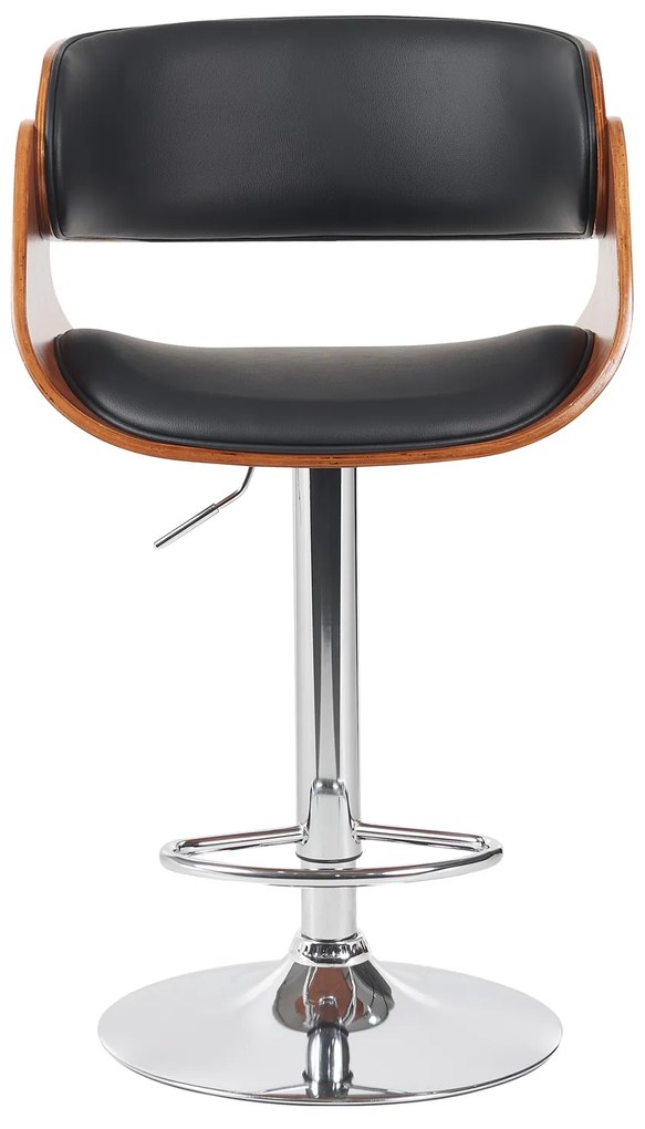 Σκαμπό Bar ArteLibre VORIAN Μαύρο/Καφέ Ξύλο/PU/Αλουμίνιο 52x55x87-108cm