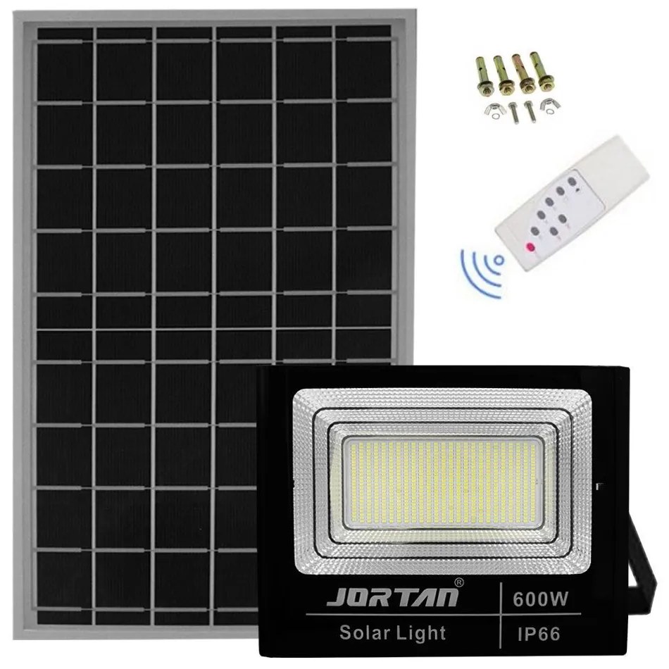 Led Αδιάβροχος Ηλιακός Προβολέας 600W 48000LM με Πάνελ και Τηλεχειριστήριο Jortan JT-BJ600W