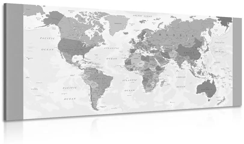 Εικόνα λεπτομερούς παγκόσμιου χάρτη σε ασπρόμαυρο - 100x50