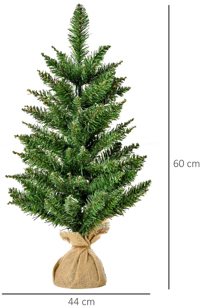 HOMCOM Μίνι Χριστουγεννιάτικο Δέντρο με Τεχνητό Χιόνι, Ύψος 60 cm, με Βάση Τσιμέντου, Πολύχρωμο