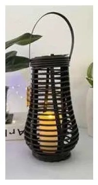 Ηλιακό Φανάρι Ρατάν Πλαστικό Μαύρο Fire Effect 47-00007 ΦOS_ME-47-00007-Μαύρο 47-00007