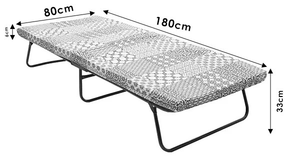 Ράντζο-κρεβάτι μονό Daxel pakoworld μεταλλικός σομιές 6εκ στρώμα 180x80εκ