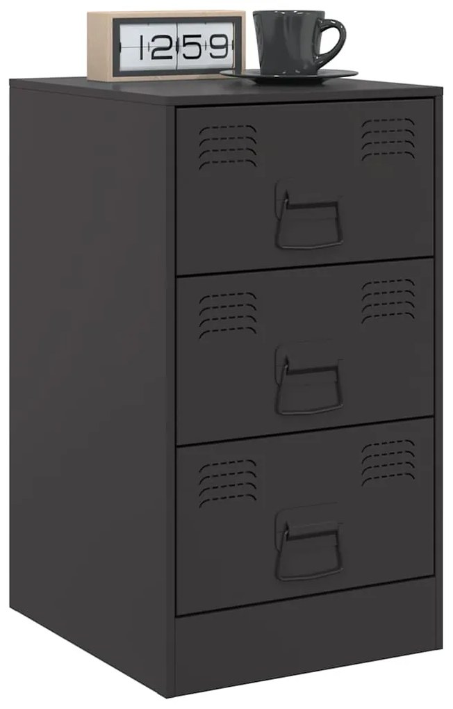 vidaXL Κομοδίνο Μαύρο 34,5x39x62 εκ. από Χάλυβα