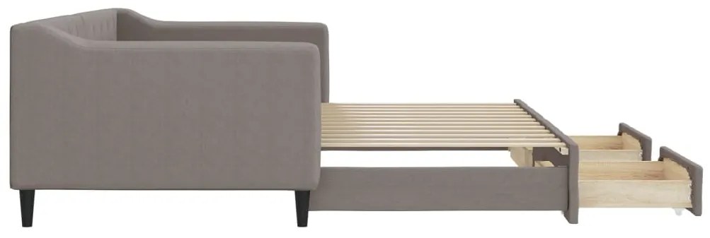 vidaXL Καναπές Κρεβάτι Συρόμενος Taupe 90x200 εκ. Ύφασμα &amp; Συρτάρια