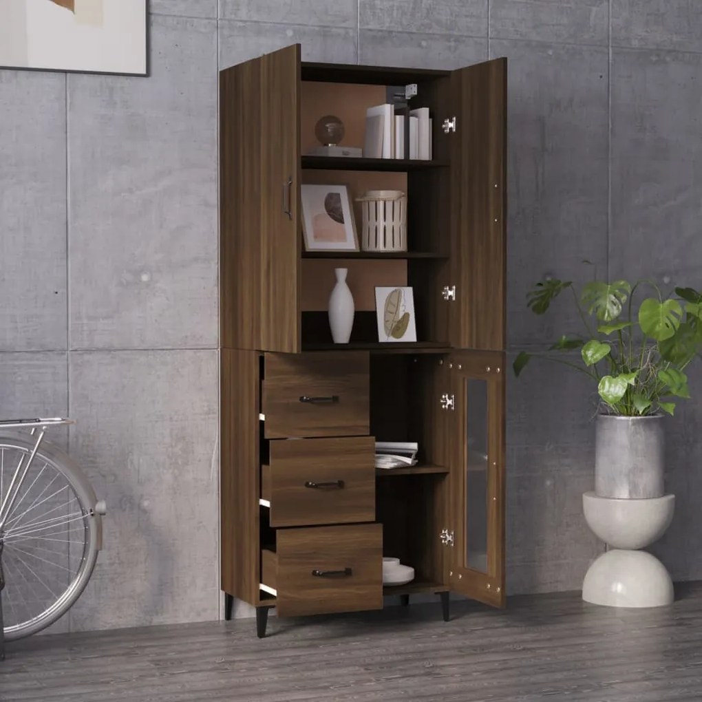 vidaXL Ντουλάπι Καφέ Δρυς 69,5 x 34 x 180 εκ. από Επεξεργασμένο Ξύλο