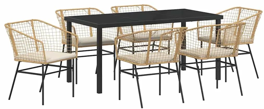 vidaXL Σέτ φαγητού για κήπο 7 pcs Καφέ συνθετικό ρατάν