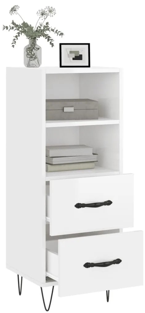 vidaXL Ντουλάπι Γυαλιστερό Λευκό 34,5x34x90 εκ. Επεξεργασμένο Ξύλο