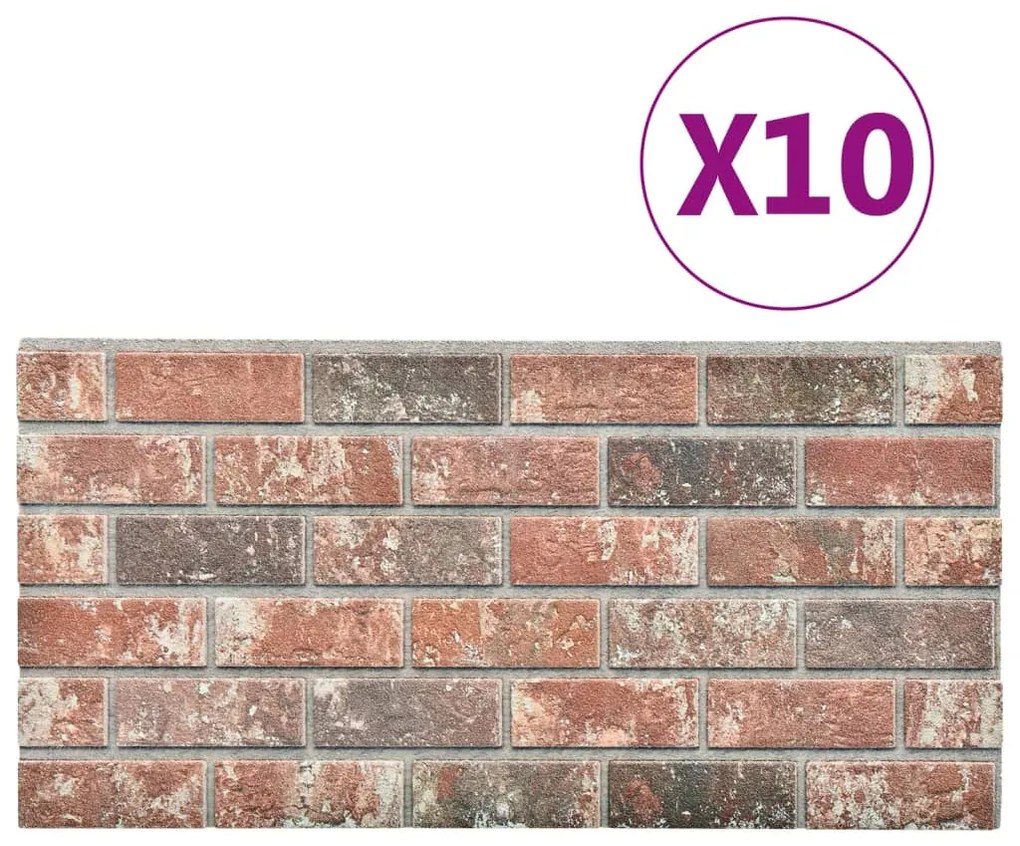 vidaXL Πάνελ Τοίχου 3D 10 τεμ. Σχέδιο Τούβλα Σκούρο Καφέ/Γκρι EPS