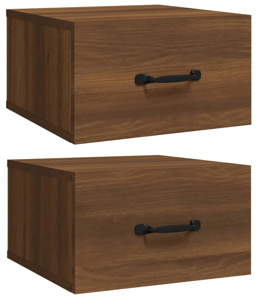 vidaXL Κομοδίνα Επιτοίχια 2 τεμ. Καφέ Δρυς 35 x 35 x 20 εκ.