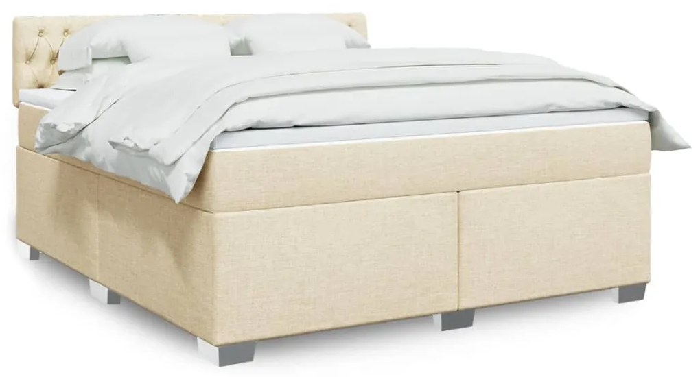 vidaXL Κρεβάτι Boxspring με Στρώμα Κρεμ 180x200 εκ. Υφασμάτινο