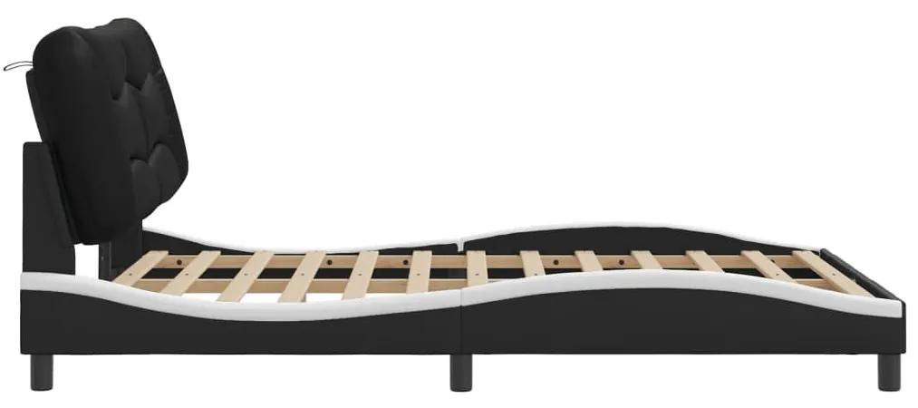 Πλαίσιο Κρεβατιού με Κεφαλάρι Μαύρο/Λευκό 120x200εκ Συνθ. Δέρμα - Μαύρο