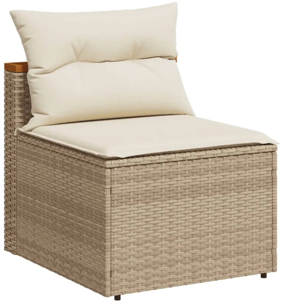 vidaXL Καναπέδες Κήπου Χωρίς Μπράτσα 2 τεμ. Μπεζ Συνθ. Ρατάν &amp; Μαξιλ.