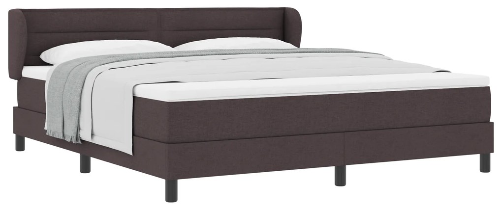 vidaXL Κρεβάτι Box Spring με Στρώμα Σκούρο Καφέ 180x200 εκ. Ύφασμα