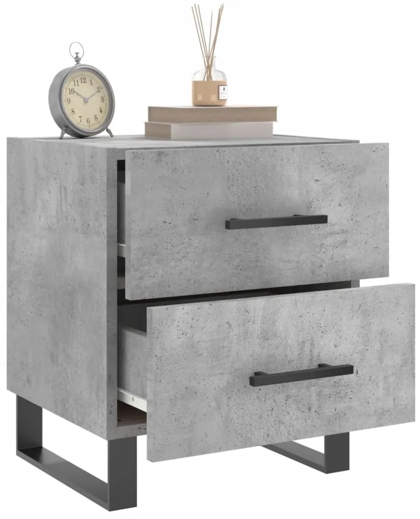 vidaXL Κομοδίνα 2 τεμ. Γκρι Σκυροδεμ. 40 x 35 x 47,5 εκ. Επεξεργ. Ξύλο