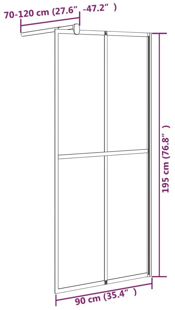 vidaXL Διαχωριστικό Ντουζιέρας 90 x 195 εκ. από Σκούρο Ψημένο Γυαλί