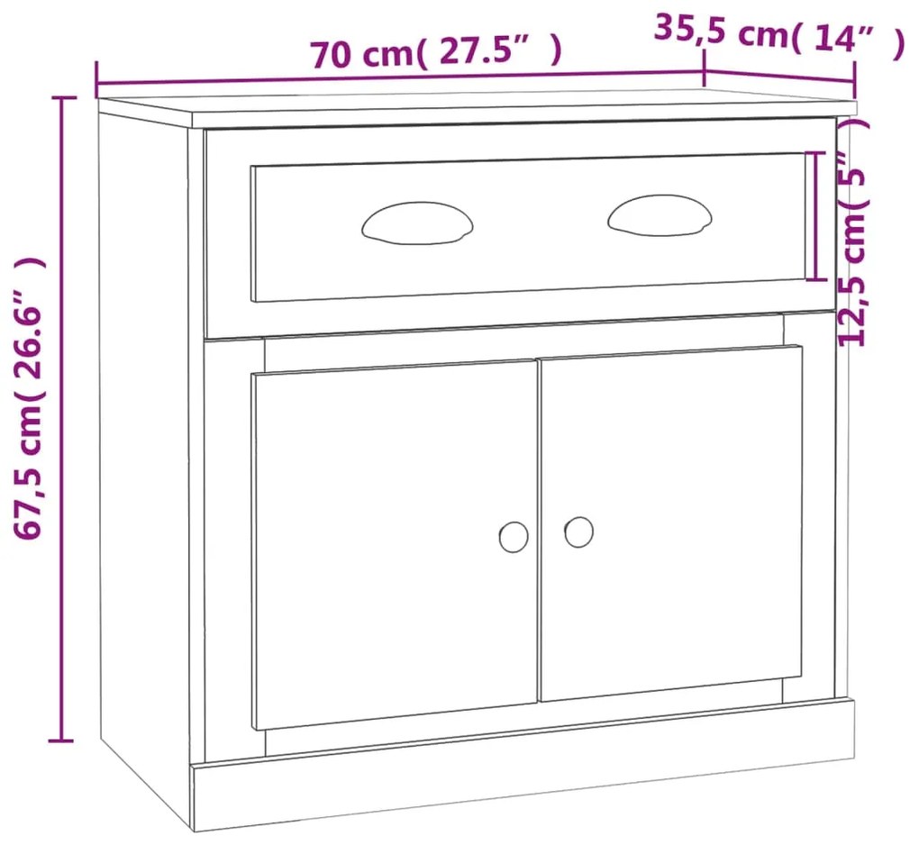 Ντουλάπι Λευκό 70 x 35,5 x 67,5 εκ. από Επεξεργασμένο Ξύλο - Λευκό