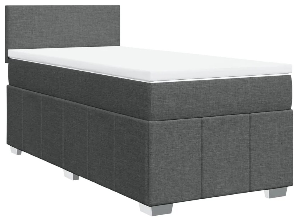 vidaXL Κρεβάτι Boxspring με Στρώμα Σκούρο Γκρι 80x200 εκ. Υφασμάτινο