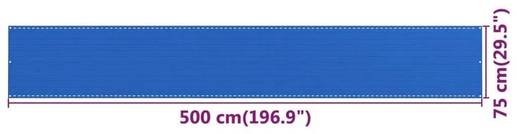 Διαχωριστικό Βεράντας Μπλε 75x500 εκ. από HDPE - Μπλε