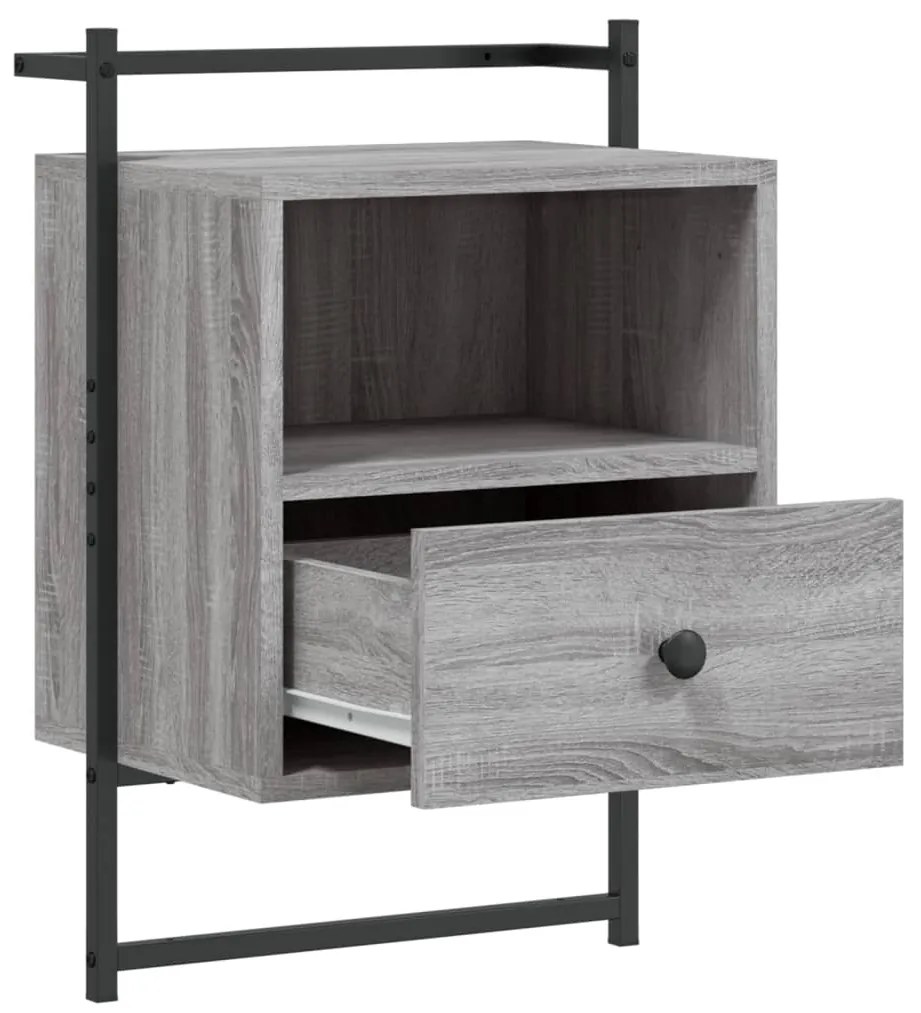 vidaXL Κομοδίνο Επιτοίχιο Γκρι Sonoma 40x30x61 εκ. από Επεξεργ. Ξύλο