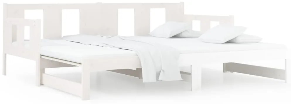 vidaXL Καναπές Κρεβάτι Συρόμενος Λευκός 2x(80x200) εκ. από Μασίφ Πεύκο